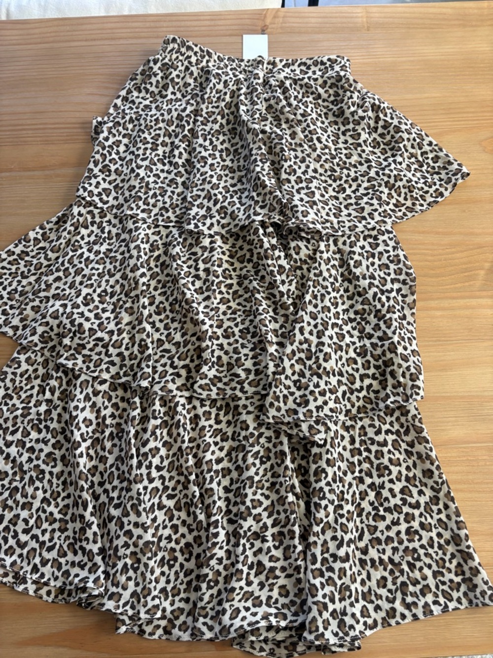 Goodnight Macaroon Leopard Print Ruffle Skirt in Brown & Cream